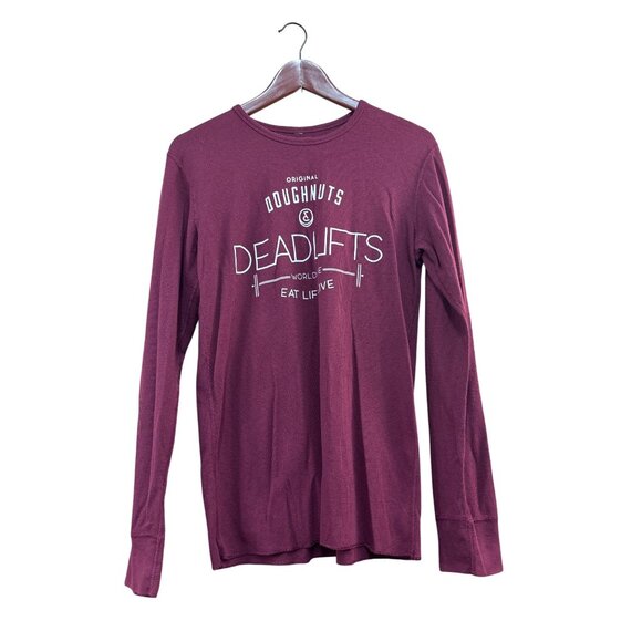 Original Doughnuts Deadlifts Long Sleeve Shirt Medium Burgundy - Picture 1 of 5